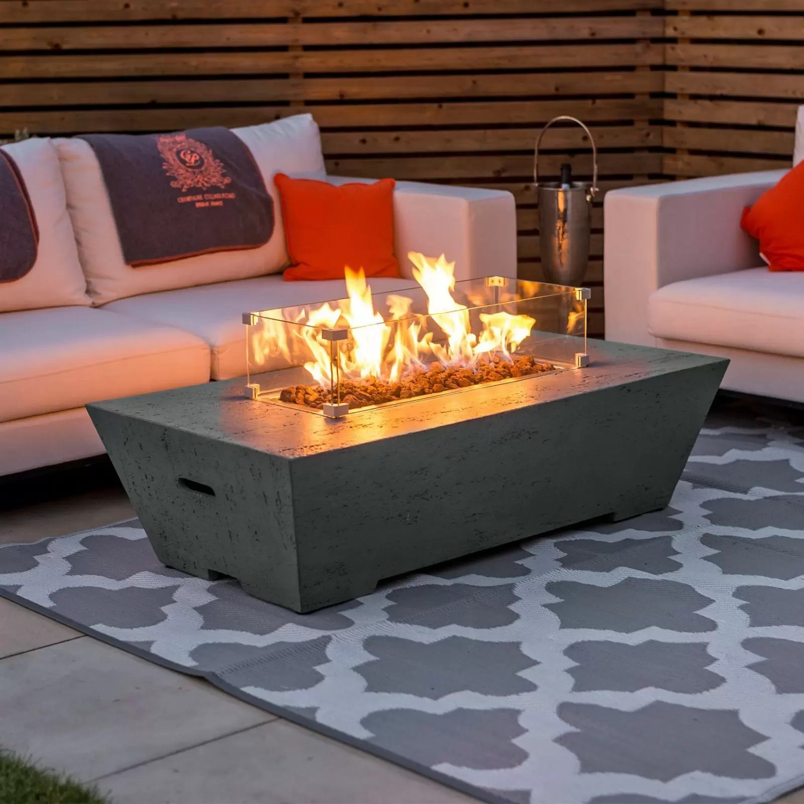 Fireglow Gladstone Rectangular Gas, Gas Fire Pit And Table