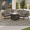 ompact Vogue Aluminium Casual Dining Corner Sofa Set with Firepit Table & Armchairs (main)