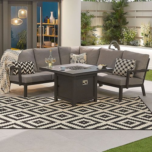 Compact Vogue Corner Dining Set With Firepit Table (thumbnail)