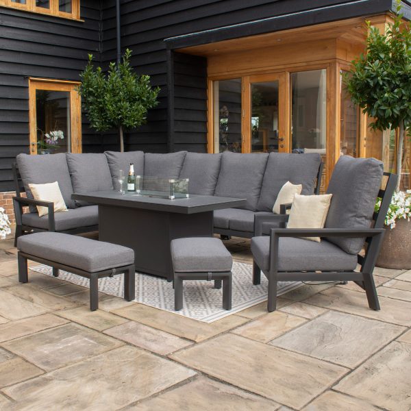 Manhattan Reclining Corner Dining Set with Fire Pit Table & Armchair thumbnail