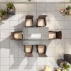 Amelia 6 Seat Dining Set with Fire Pit - 1.5m x 1m Rectangular Table overhead view showing the table with the firepit turned off