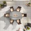 Amelia 6 Seat Dining Set with Fire Pit - 1.8m x 1.2m Oval Table overhead shot of the set with the firepit table turned on