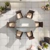 Amelia 6 Seat Dining Set with Fire Pit - 1.8m x 1.2m Oval Table overhead shot of the set with the firepit table turned off