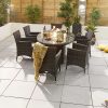 Amelia 6 Seat Dining Set with Fire Pit - 1.8m x 1.2m Oval Table slightly elevated shot of the set