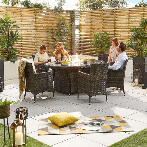 Amelia 6 Seat Dining Set with Fire Pit - 1.8m x 1.2m Oval Table thumbnail