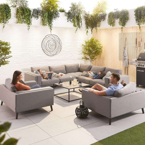Infinity Outdoor Fabric Corner Sofa Set with 2 Lounge Chairs and Coffee Table