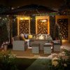 Deluxe Ciara Corner Dining Set with Firepit Table with mood lighting