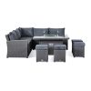 Deluxe Ciara Corner Dining Set with Firepit Table side view of the set