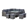 Deluxe Ciara Corner Dining Set with Firepit Table
