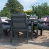 New York 8 Seat Oval Aluminium Dining Set low angle showing more on the back of the chairs