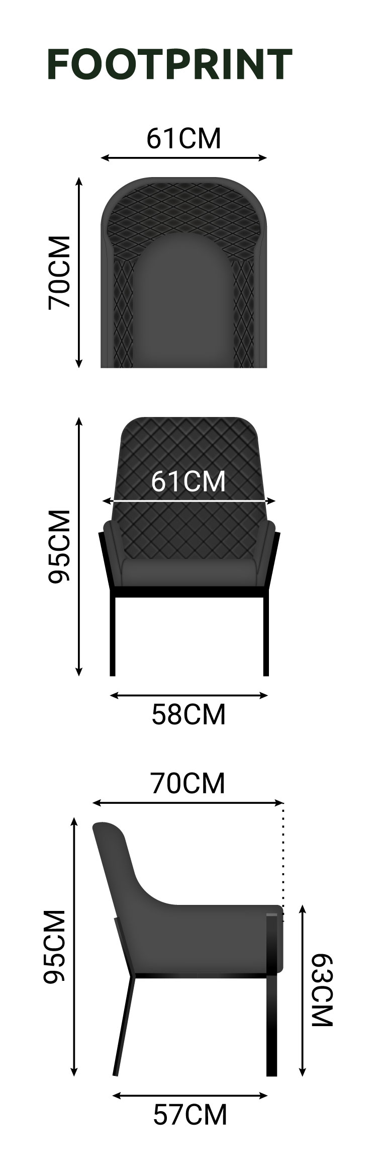 Genoa Dining Chair (Pack of 2) dimensions